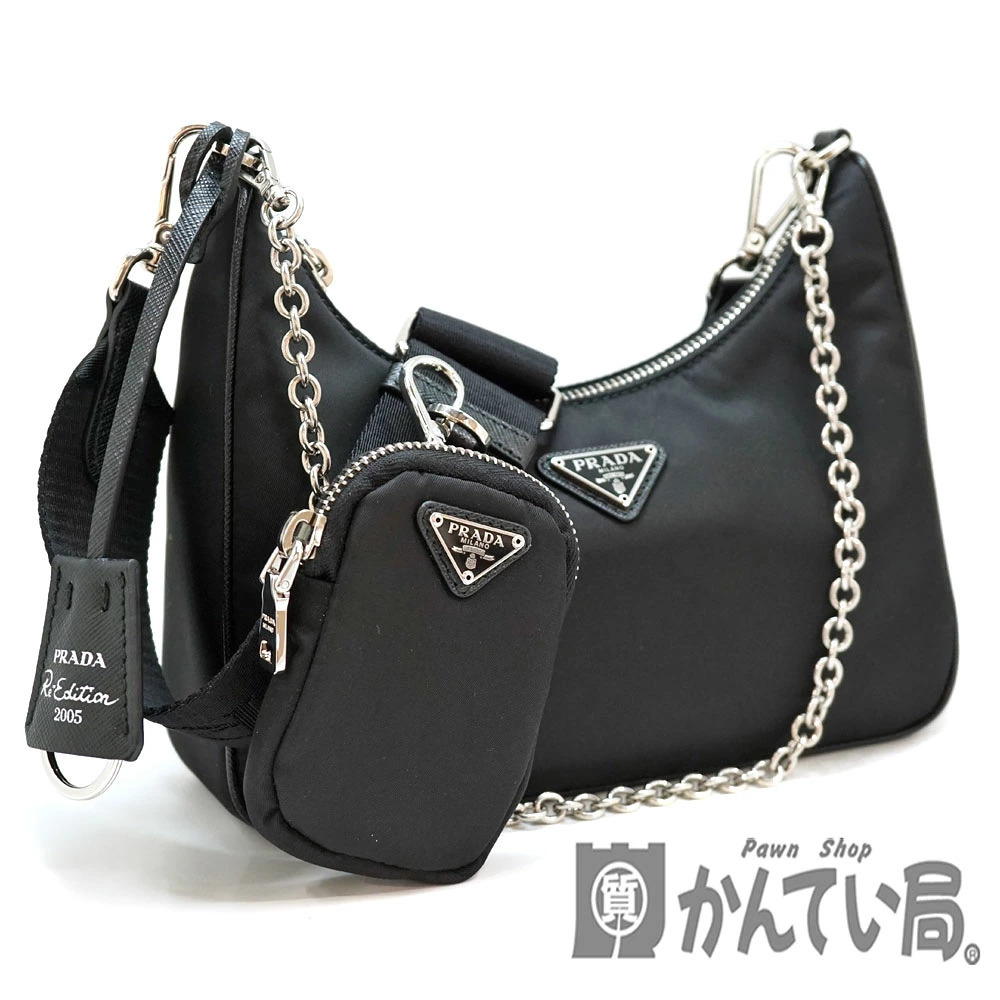 PRADA Shoulder Bag Clutch Strap Re Edition Crossbody Black